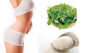 Giảm mỡ bụng sau sinh bằng lá ngải cứu và muối