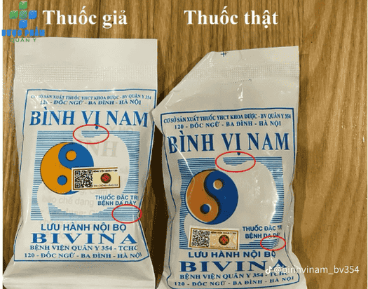 Cách phân biệt thật giả thuốc bình vị nam viện 354